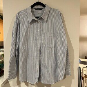 Zara Blue White Striped Button Down Shirt Size XXL